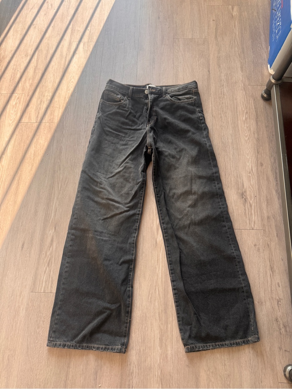 PacSun Men's Black Relaxed Wide-Leg Jeans